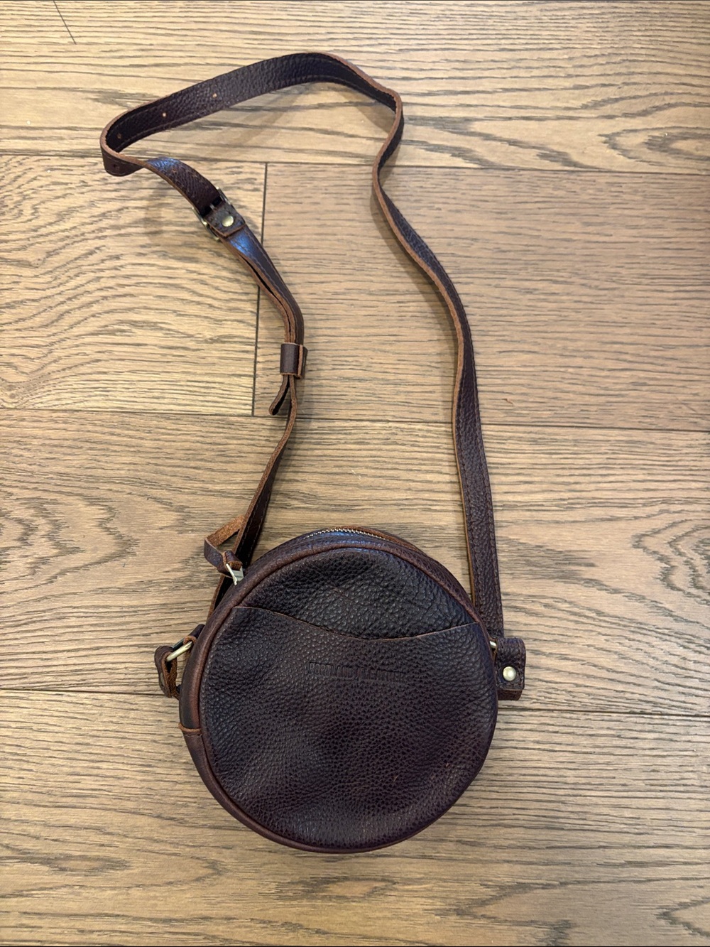 Portland Leather Round Crossbody Bag in Dark Brown